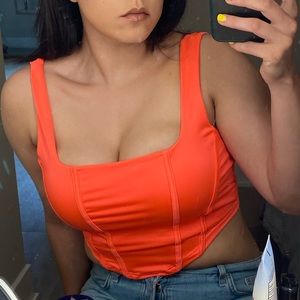 Neon Orange Corset Crop Top